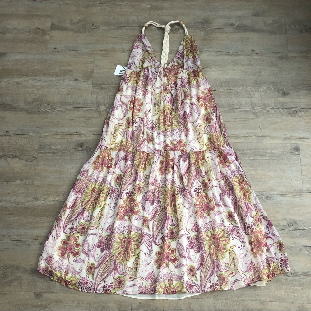 ZARA PRINTED OPEN BACK DRESS- M
